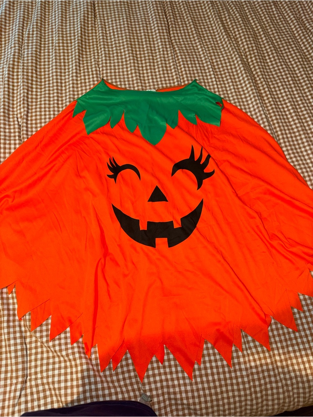 Pumpkin Poncho Costume with Green Leaf Collar